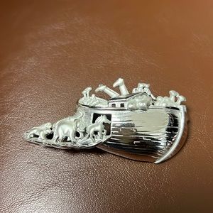 Silver Tone Noah’s Ark Brooch vintage 80’s by AJC